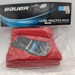 Bauer‎ Core Practice Hockey Socks Red Youth L XL Made in Canada NEW!!!